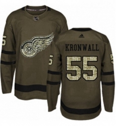 Mens Adidas Detroit Red Wings 55 Niklas Kronwall Authentic Green Salute to Service NHL Jersey 