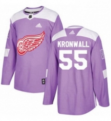 Mens Adidas Detroit Red Wings 55 Niklas Kronwall Authentic Purple Fights Cancer Practice NHL Jersey 