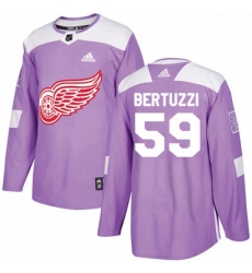 Mens Adidas Detroit Red Wings 59 Tyler Bertuzzi Authentic Purple Fights Cancer Practice NHL Jersey 