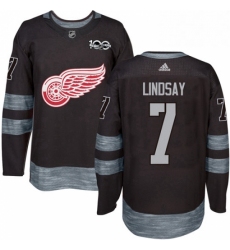Mens Adidas Detroit Red Wings 7 Ted Lindsay Authentic Black 1917 2017 100th Anniversary NHL Jersey 