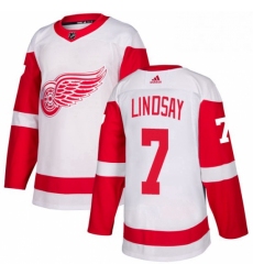 Mens Adidas Detroit Red Wings 7 Ted Lindsay Authentic White Away NHL Jersey 