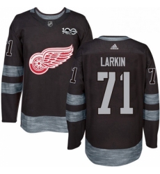 Mens Adidas Detroit Red Wings 71 Dylan Larkin Authentic Black 1917 2017 100th Anniversary NHL Jersey 