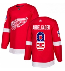 Mens Adidas Detroit Red Wings 8 Justin Abdelkader Authentic Red USA Flag Fashion NHL Jersey 