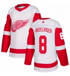 Mens Adidas Detroit Red Wings 8 Justin Abdelkader Authentic White Away NHL Jersey 