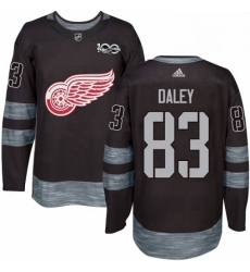 Mens Adidas Detroit Red Wings 83 Trevor Daley Authentic Black 1917 2017 100th Anniversary NHL Jersey 