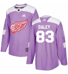 Mens Adidas Detroit Red Wings 83 Trevor Daley Authentic Purple Fights Cancer Practice NHL Jersey 
