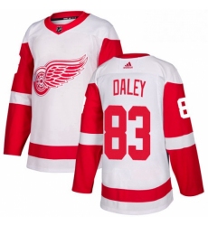 Mens Adidas Detroit Red Wings 83 Trevor Daley Authentic White Away NHL Jersey 