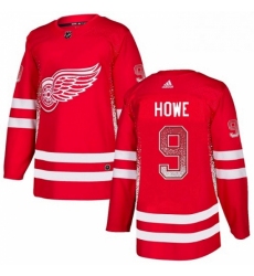 Mens Adidas Detroit Red Wings 9 Gordie Howe Authentic Red Drift Fashion NHL Jersey 