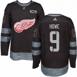 Mens Adidas Detroit Red Wings 9 Gordie Howe Premier Black 1917 2017 100th Anniversary NHL Jersey 