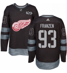 Mens Adidas Detroit Red Wings 93 Johan Franzen Authentic Black 1917 2017 100th Anniversary NHL Jersey 