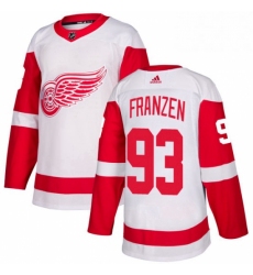 Mens Adidas Detroit Red Wings 93 Johan Franzen Authentic White Away NHL Jersey 