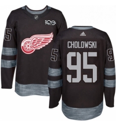 Mens Adidas Detroit Red Wings 95 Dennis Cholowski Authentic Black 1917 2017 100th Anniversary NHL Jersey 