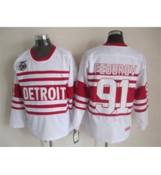 NHL Detroit Red Wings 91 Fedorov white jerseys[m&n 75th]
