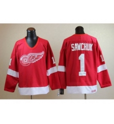 NHL Jerseys Detroit Red Wings #1 Terry Sawchuk CCM Throwback red