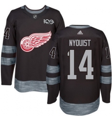 Red Wings #14 Gustav Nyquist Black 1917 2017 100th Anniversary Stitched NHL Jersey