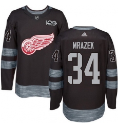 Red Wings #34 Petr Mrazek Black 1917 2017 100th Anniversary Stitched NHL Jersey