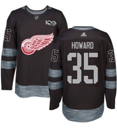 Red Wings #35 Jimmy Howard Black 1917 2017 100th Anniversary Stitched NHL Jersey