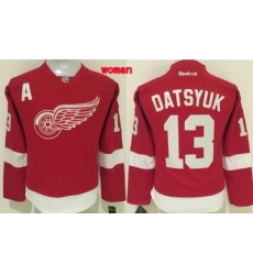 Red Wings #13 Pavel Datsyuk Red Womens Home Stitched NHL Jersey