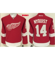 Red Wings #14 Gustav Nyquist Red Home Women 27s Stitched NHL Jersey
