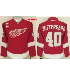 Red Wings #40 Henrik Zetterberg Red Womens Home Stitched NHL Jersey