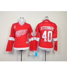 Women NHL Detroit Red Wings #40 Zetterberg red Jerseys