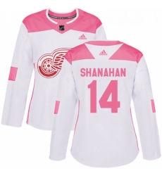 Womens Adidas Detroit Red Wings 14 Brendan Shanahan Authentic WhitePink Fashion NHL Jersey 