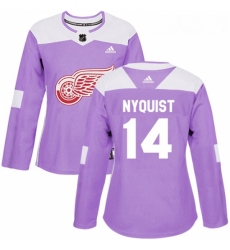 Womens Adidas Detroit Red Wings 14 Gustav Nyquist Authentic Purple Fights Cancer Practice NHL Jersey 