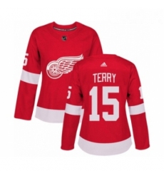 Womens Adidas Detroit Red Wings 15 Chris Terry Premier Red Home NHL Jersey 