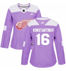 Womens Adidas Detroit Red Wings 16 Vladimir Konstantinov Authentic Purple Fights Cancer Practice NHL Jersey 