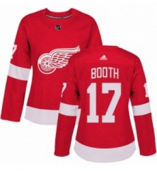 Womens Adidas Detroit Red Wings 17 David Booth Authentic Red Home NHL Jersey 