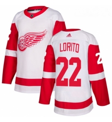 Womens Adidas Detroit Red Wings 22 Matthew Lorito Authentic White Away NHL Jersey 