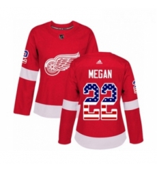 Womens Adidas Detroit Red Wings 22 Wade Megan Authentic Red USA Flag Fashion NHL Jersey 