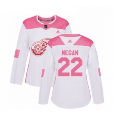 Womens Adidas Detroit Red Wings 22 Wade Megan Authentic White Pink Fashion NHL Jersey 