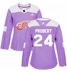 Womens Adidas Detroit Red Wings 24 Bob Probert Authentic Purple Fights Cancer Practice NHL Jersey 