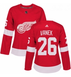 Womens Adidas Detroit Red Wings 26 Thomas Vanek Authentic Red Home NHL Jersey 