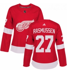 Womens Adidas Detroit Red Wings 27 Michael Rasmussen Premier Red Home NHL Jersey 