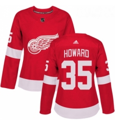 Womens Adidas Detroit Red Wings 35 Jimmy Howard Authentic Red Home NHL Jersey 