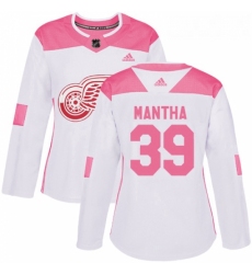 Womens Adidas Detroit Red Wings 39 Anthony Mantha Authentic WhitePink Fashion NHL Jersey 