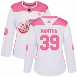 Womens Adidas Detroit Red Wings 39 Anthony Mantha Authentic WhitePink Fashion NHL Jersey 