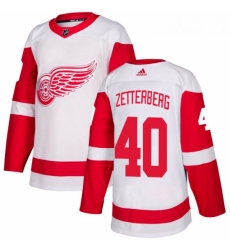 Womens Adidas Detroit Red Wings 40 Henrik Zetterberg Authentic White Away NHL Jersey 