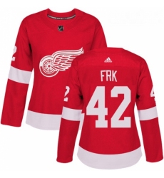 Womens Adidas Detroit Red Wings 42 Martin Frk Authentic Red Home NHL Jersey 