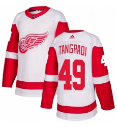 Womens Adidas Detroit Red Wings 49 Eric Tangradi Authentic White Away NHL Jersey 