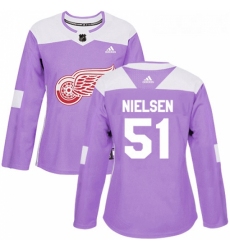 Womens Adidas Detroit Red Wings 51 Frans Nielsen Authentic Purple Fights Cancer Practice NHL Jersey 