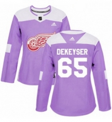 Womens Adidas Detroit Red Wings 65 Danny DeKeyser Authentic Purple Fights Cancer Practice NHL Jersey 