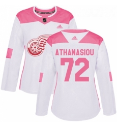 Womens Adidas Detroit Red Wings 72 Andreas Athanasiou Authentic WhitePink Fashion NHL Jersey 
