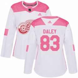 Womens Adidas Detroit Red Wings 83 Trevor Daley Authentic WhitePink Fashion NHL Jersey 