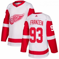 Womens Adidas Detroit Red Wings 93 Johan Franzen Authentic White Away NHL Jersey 