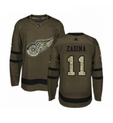 Youth Adidas Detroit Red Wings 11 Filip Zadina Premier Green Salute to Service NHL Jersey 