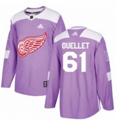 Youth Adidas Detroit Red Wings 61 Xavier Ouellet Authentic Purple Fights Cancer Practice NHL Jersey 
