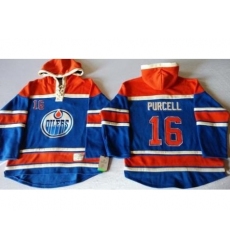 Edmonton Oilers #16 Teddy Purcell Light Blue Sawyer Hooded Sweatshirt Stitched NHL Jersey